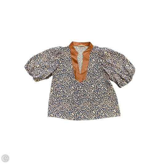 Blouse Short Sleeve By Thml In Blue & Brown, Size: S