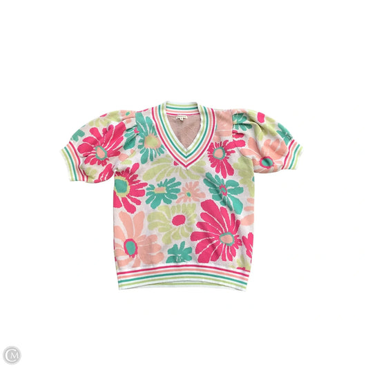 Sweater Short Sleeve By Jodifl In Green & Pink, Size: M