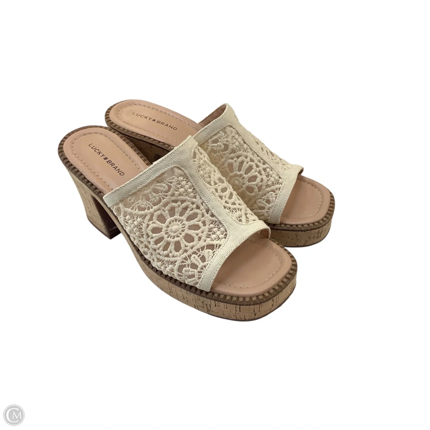 Sandals Heels Block By Lucky Brand In Cream, Size: 10