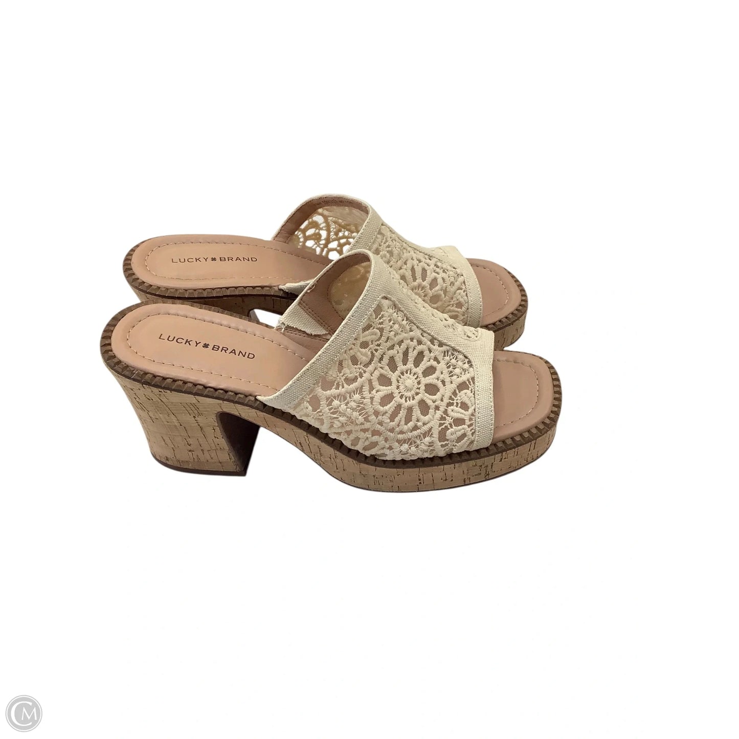 Sandals Heels Block By Lucky Brand In Cream, Size: 10