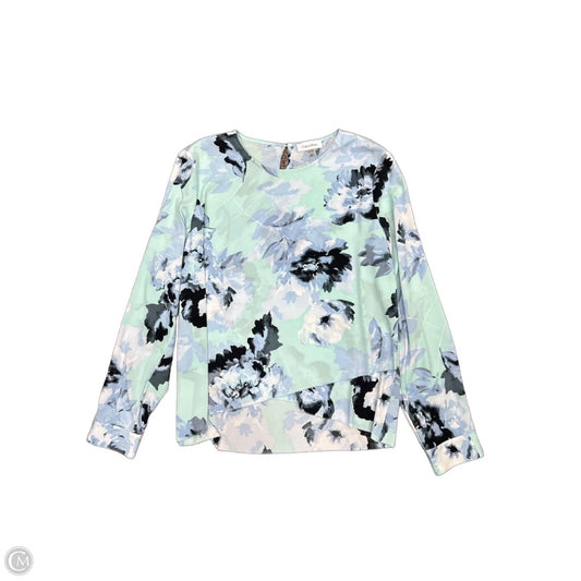 Blouse Long Sleeve By Calvin Klein In Blue, Size: L