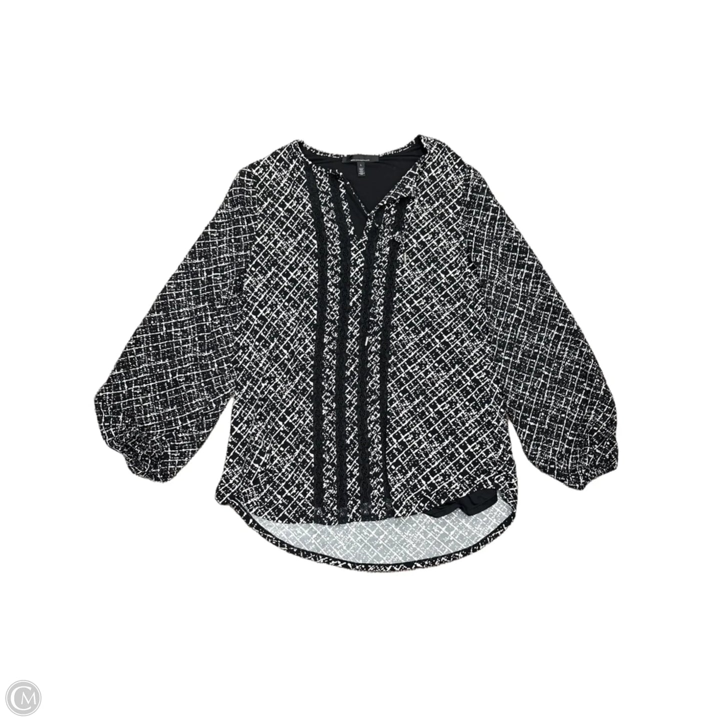 Blouse Long Sleeve By White House Black Market In Black & White, Size: L
