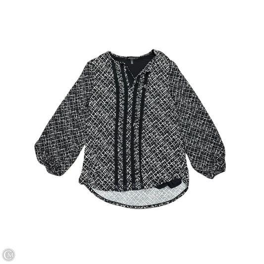 Blouse Long Sleeve By White House Black Market In Black & White, Size: L