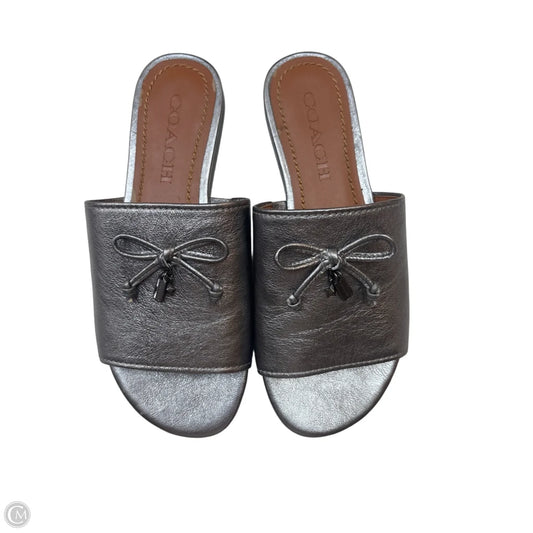 Sandals Designer By Coach In Silver, Size: 5