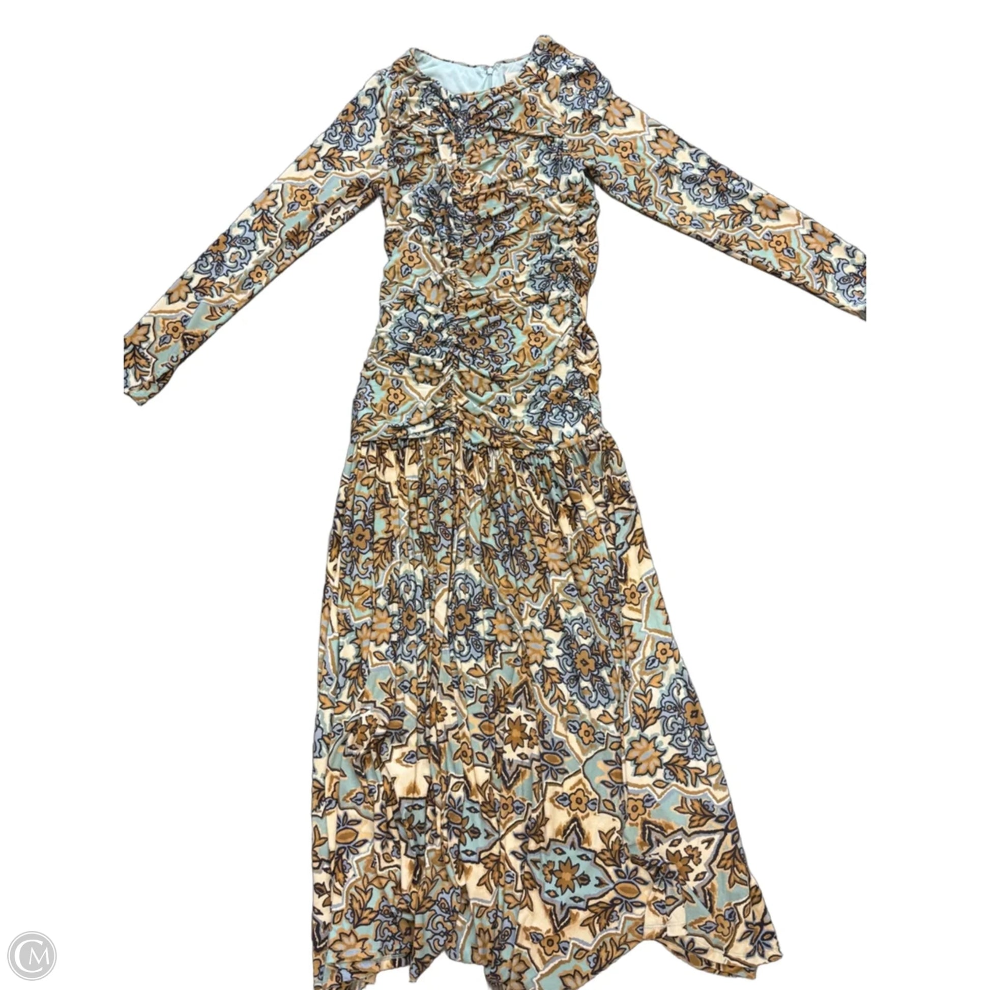 Dress Casual Maxi By Farm Rio In Blue & Cream, Size: M