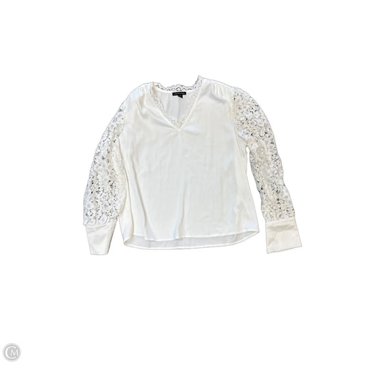 Blouse Long Sleeve By Saks Fifth Avenue In White, Size: L