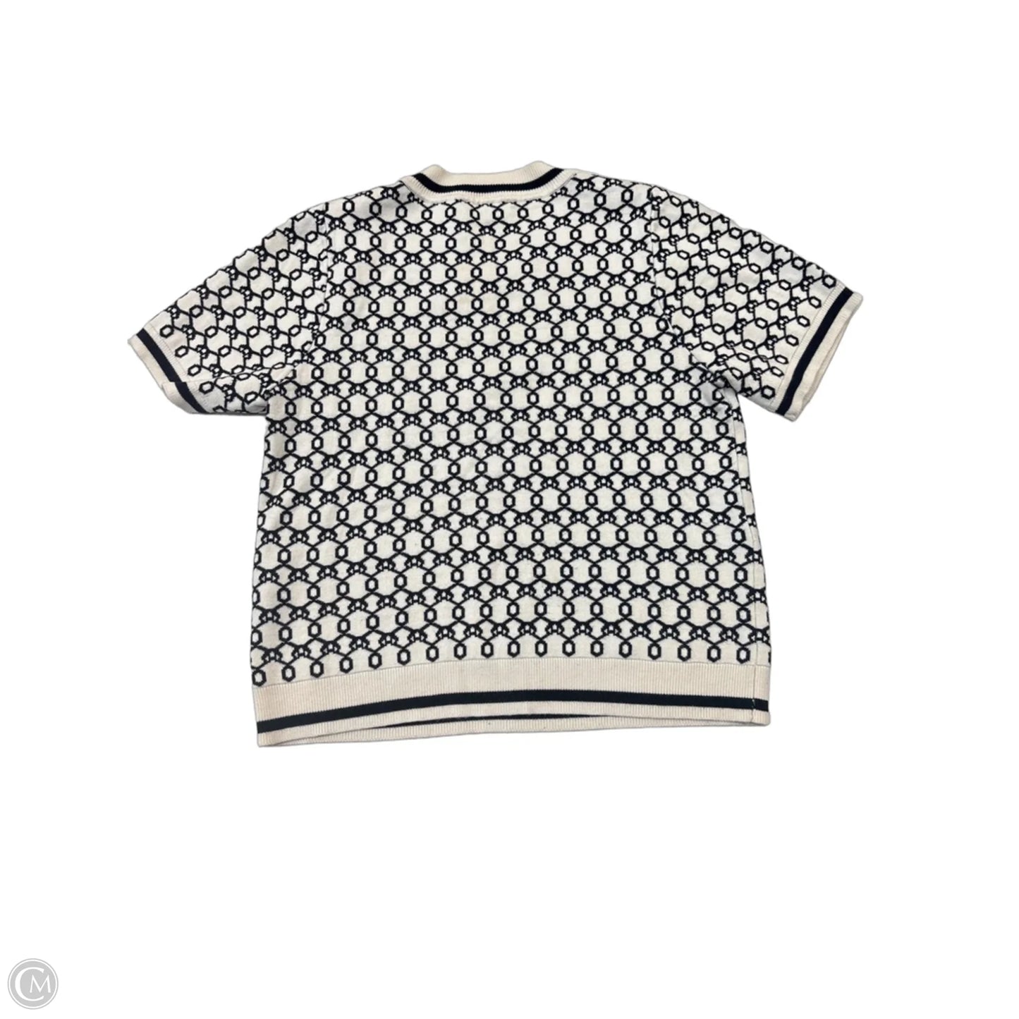 Sweater Short Sleeve By Adrianna Papell In Black & Cream, Size: M