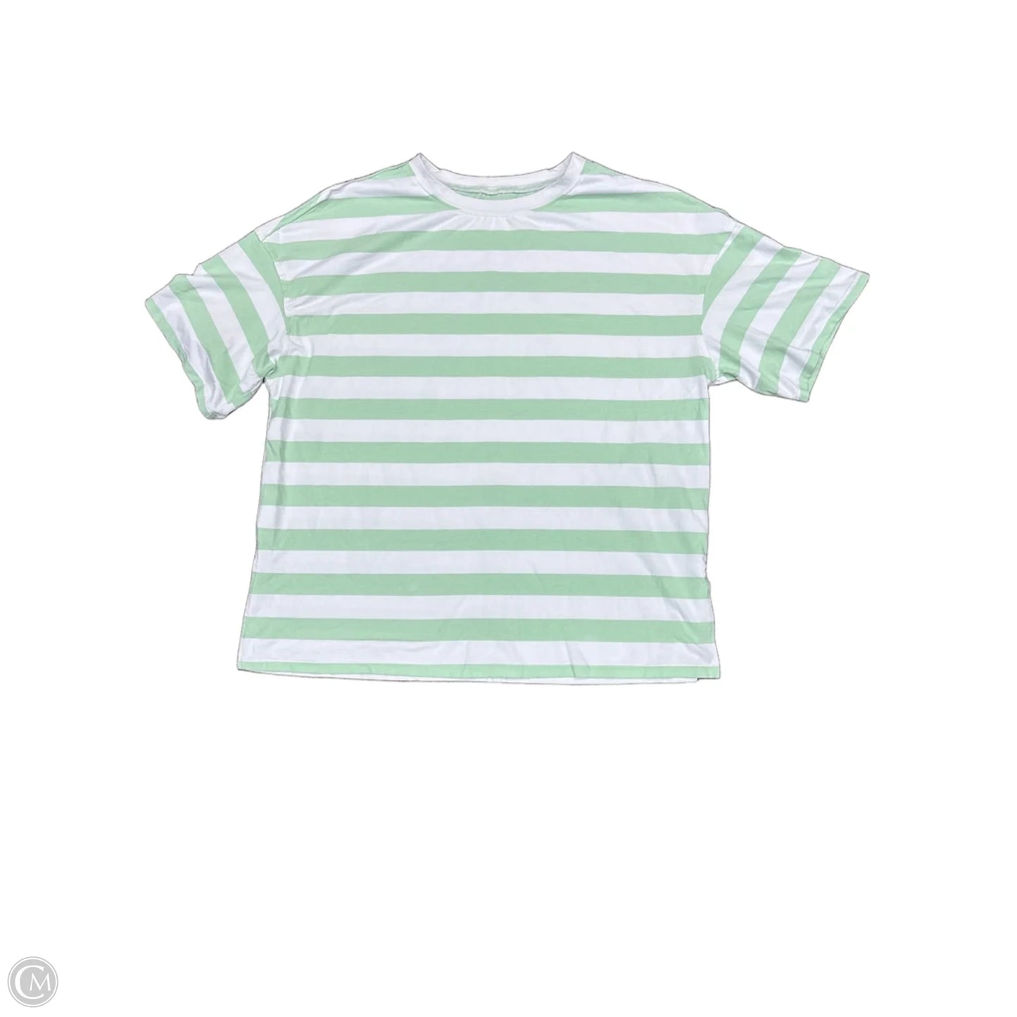 Top Short Sleeve Basic By Clothes Mentor In Green & White, Size: Xl