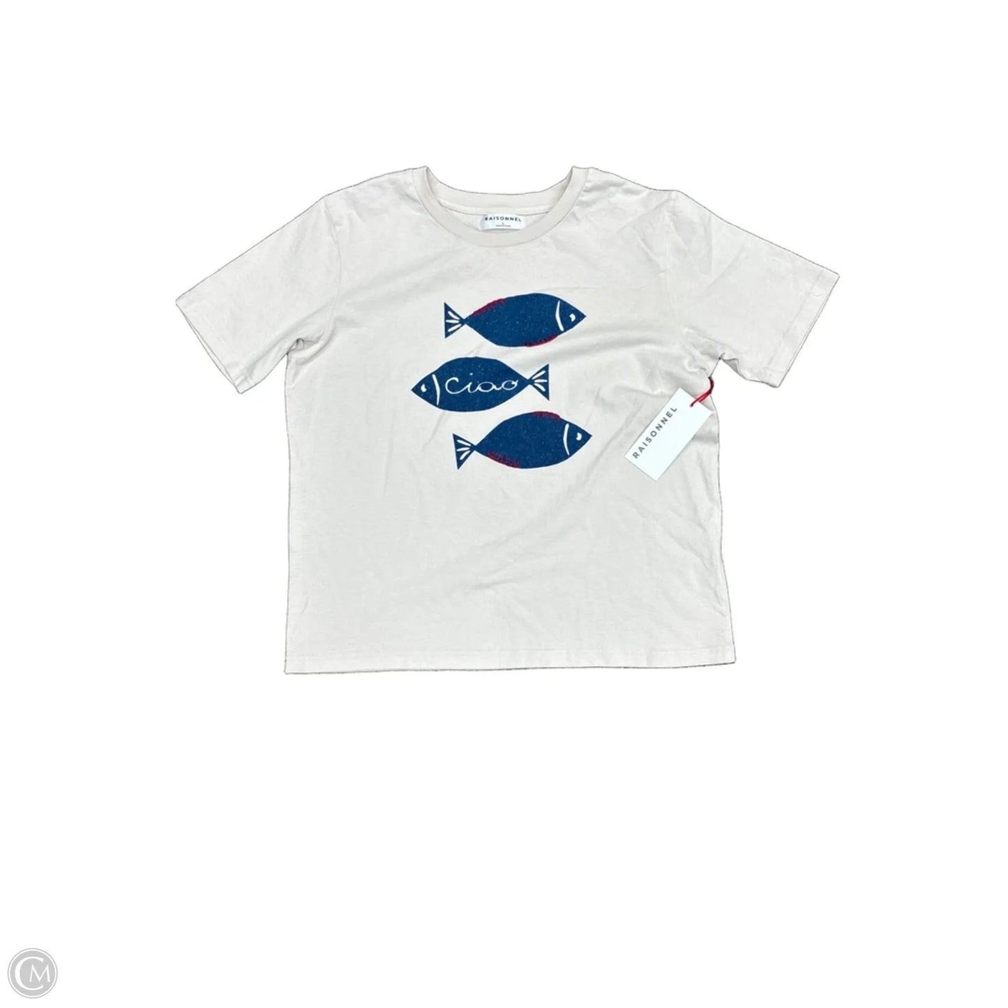 Top Short Sleeve By Clothes Mentor In Cream, Size: L