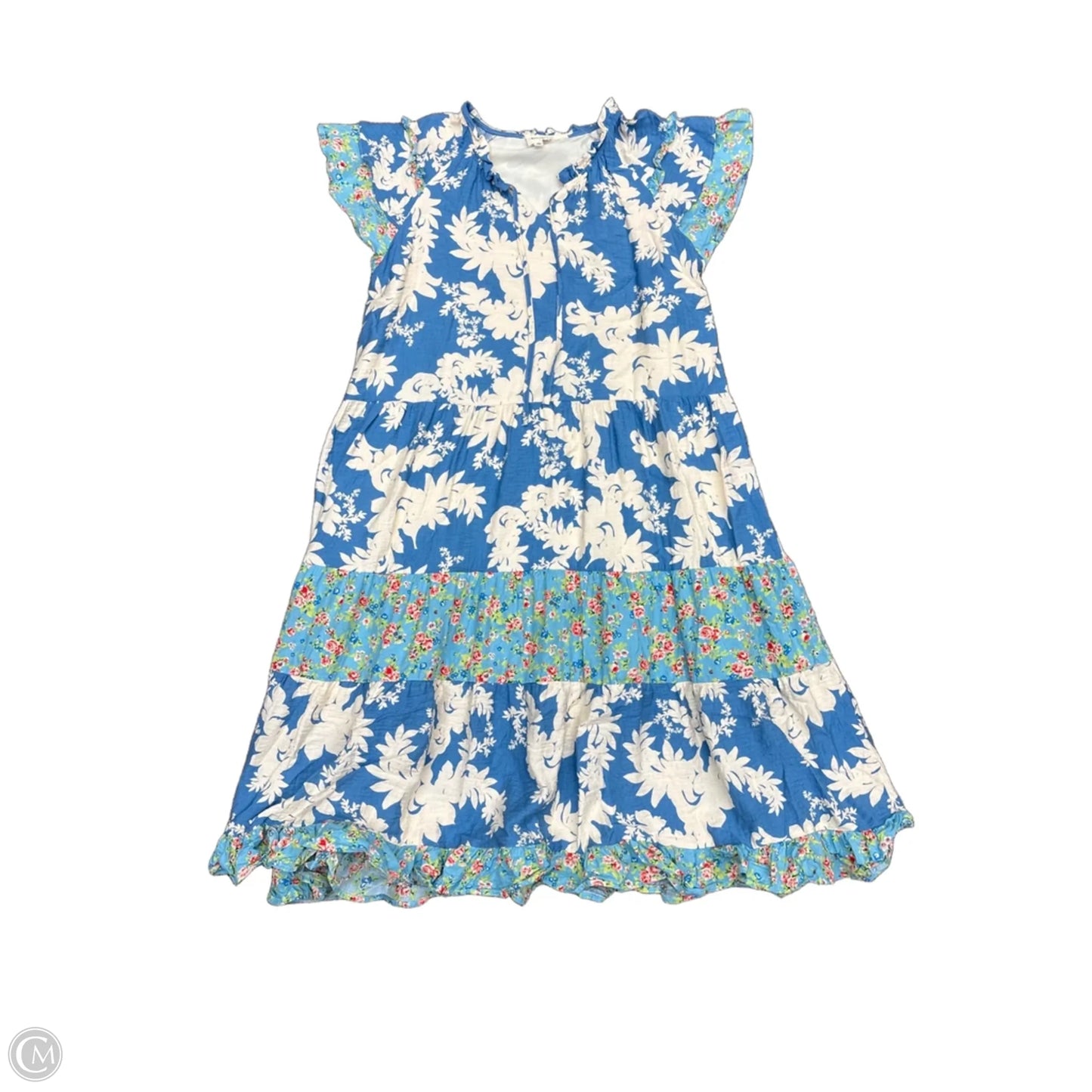 Dress Casual Maxi By Bibi In Blue & White, Size: Xl