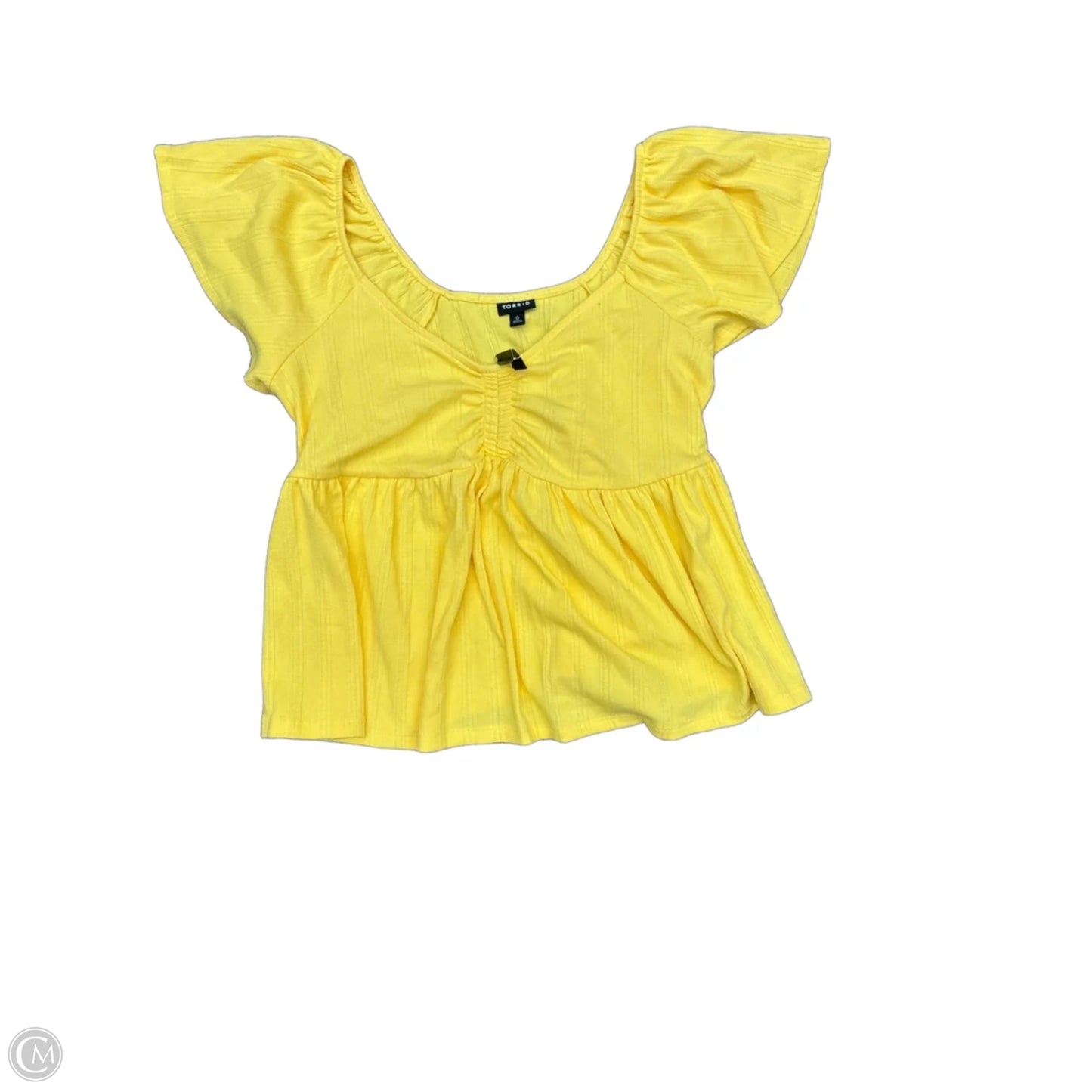 Top Short Sleeve By Torrid In Yellow, Size: L