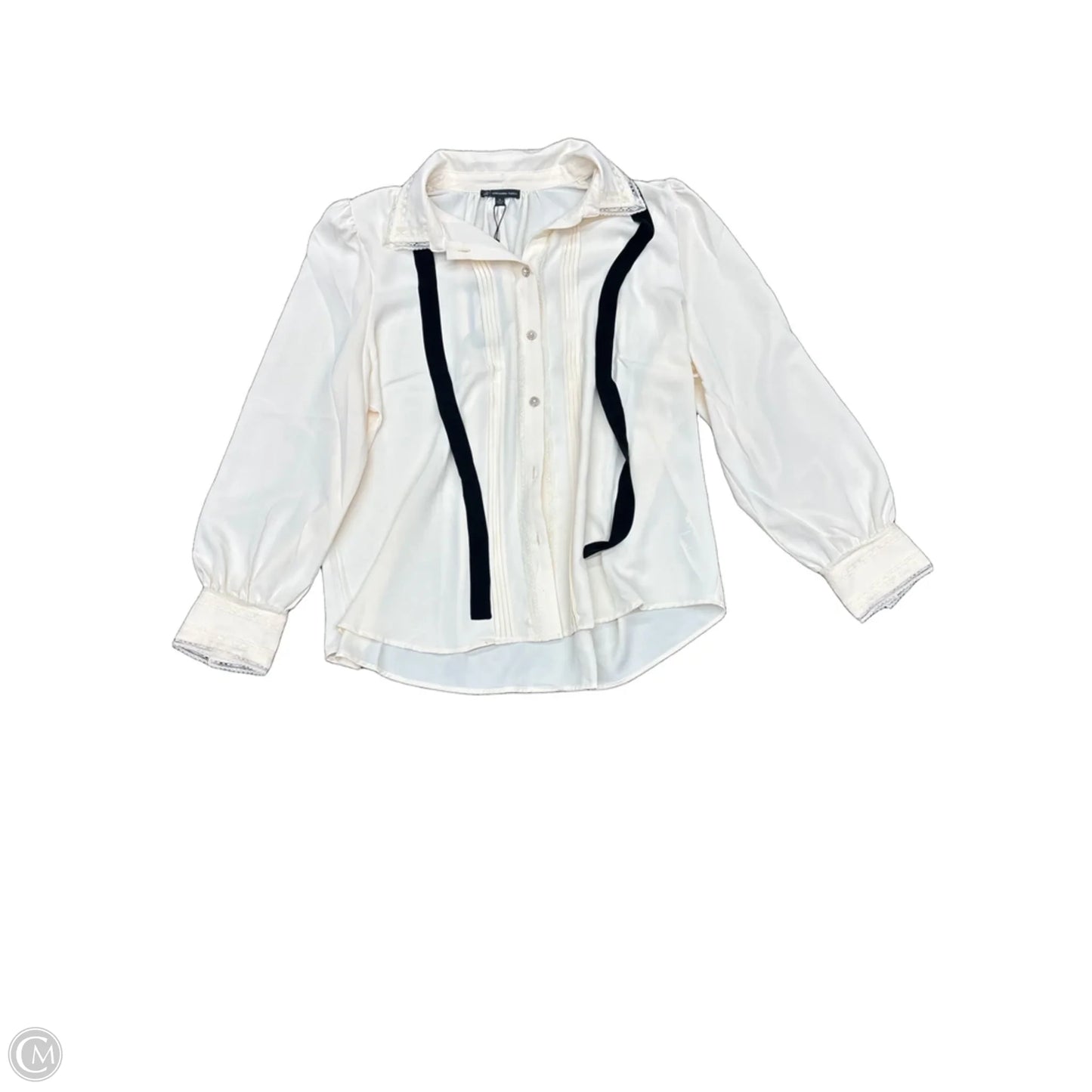 Blouse Long Sleeve By Adrianna Papell In Cream, Size: Xl
