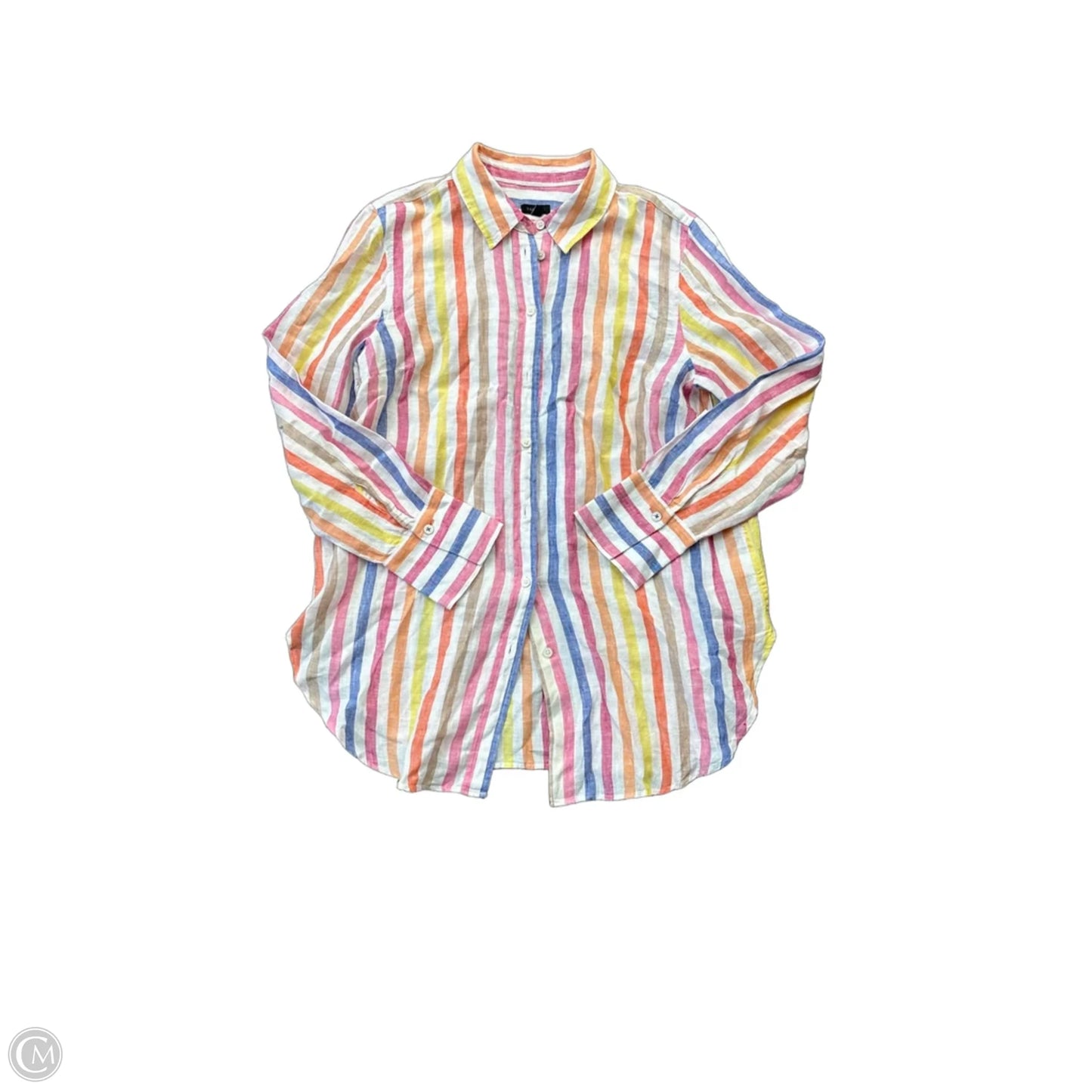 Top Long Sleeve By Talbots In Striped Pattern, Size: L