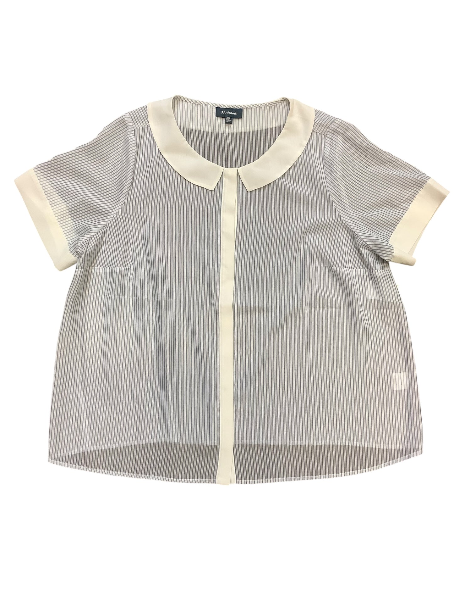 Top Short Sleeve Basic By Modcloth In Blue & White, Size: 2x