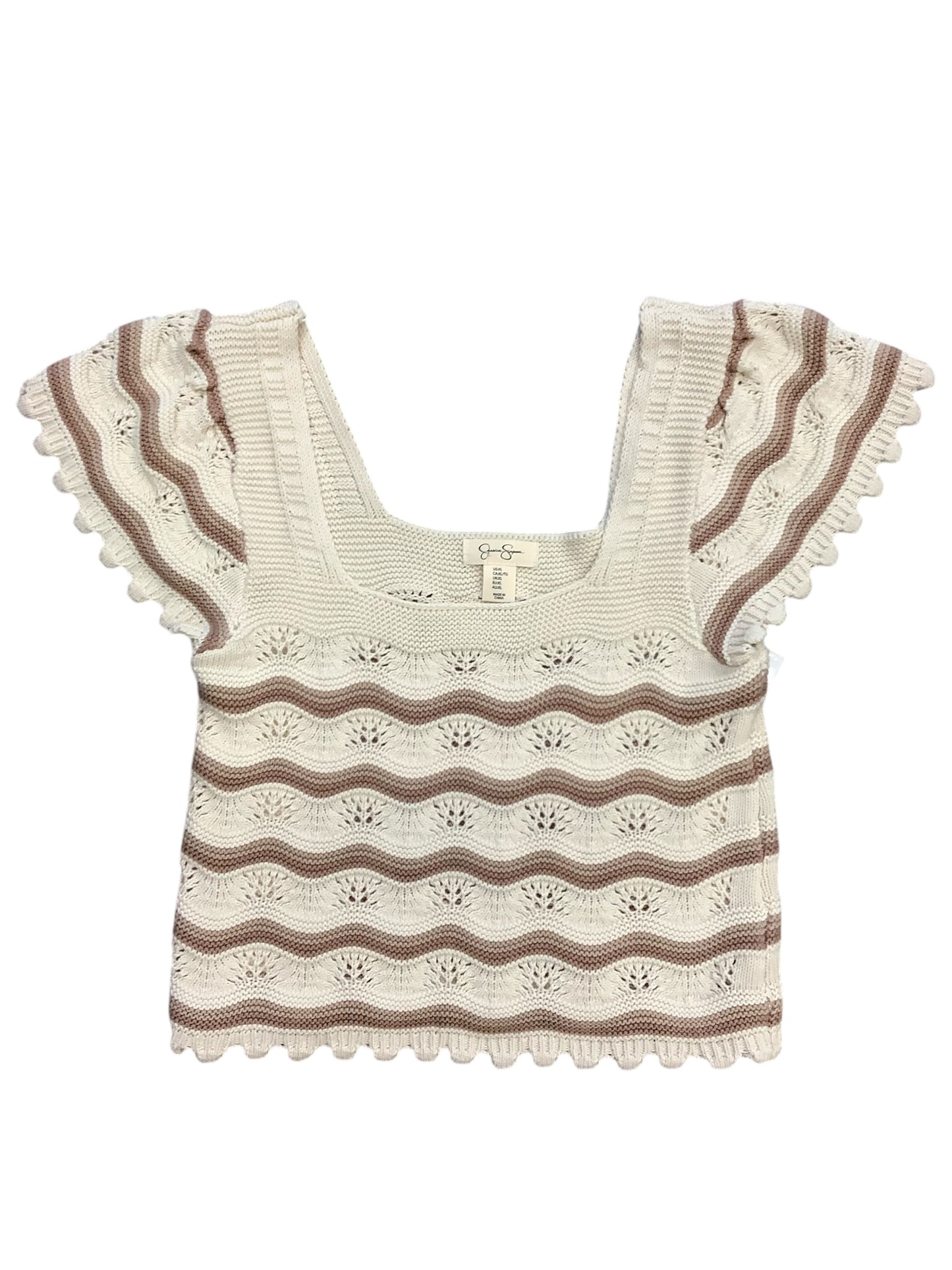 Sweater Short Sleeve By Jessica Simpson In Cream, Size: Xl