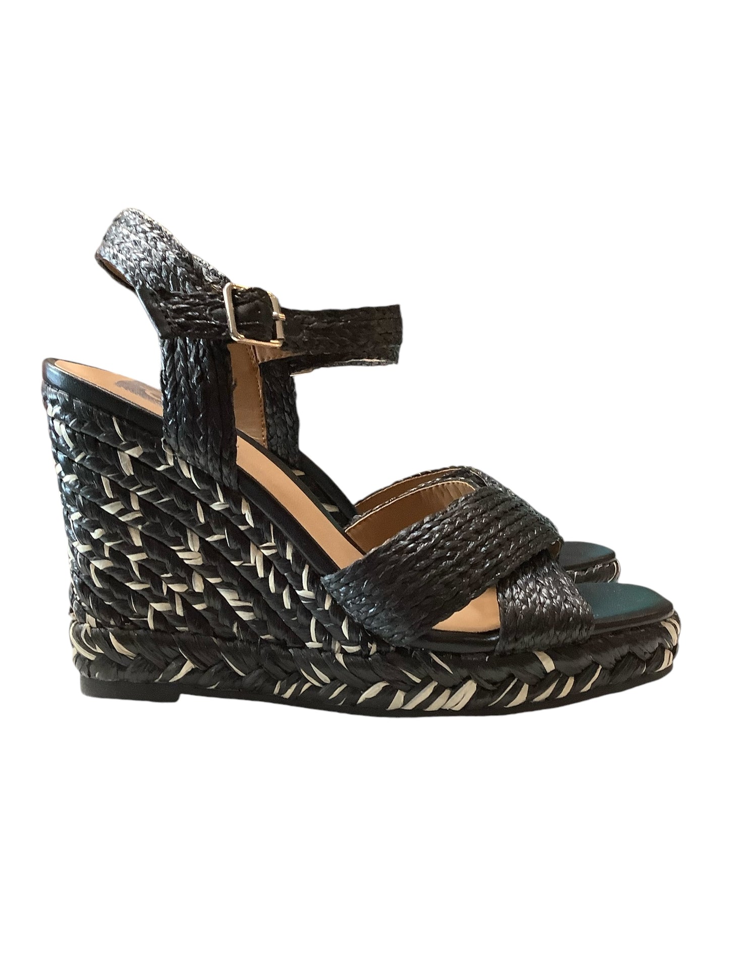 Sandals Heels Wedge By Dv In Black, Size: 9