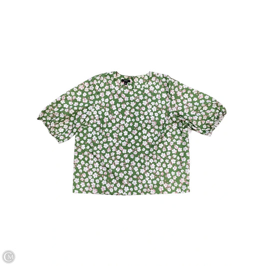 Blouse Short Sleeve By Alfani In Green & White, Size: Xl