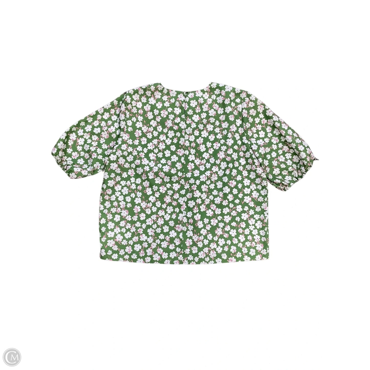 Blouse Short Sleeve By Alfani In Green & White, Size: Xl