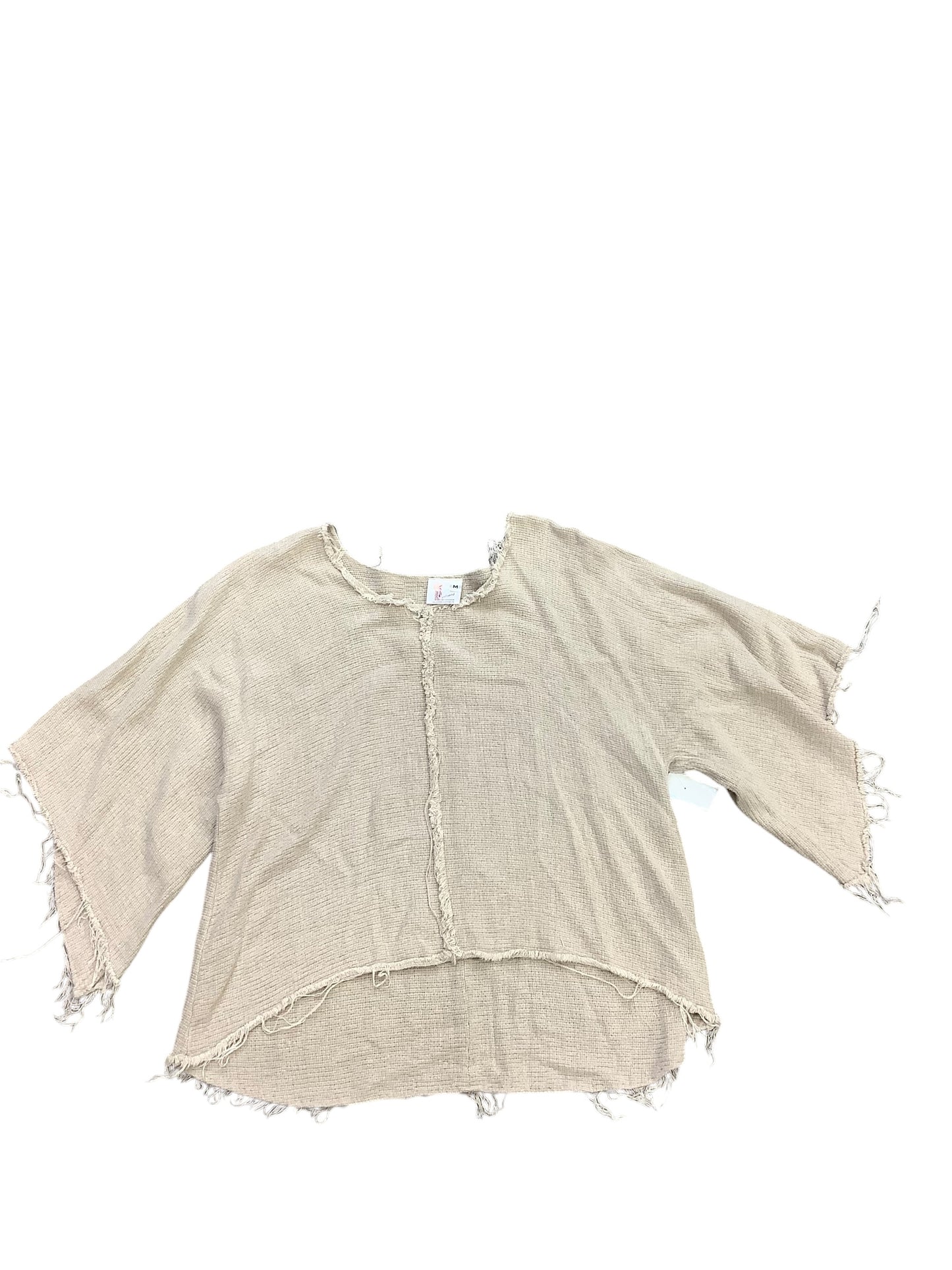 Top Long Sleeve By Cmb In Tan, Size: M