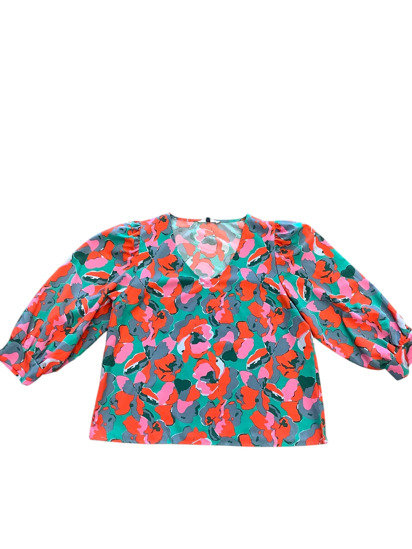 Top Long Sleeve By Cmc In Teal, Size: L