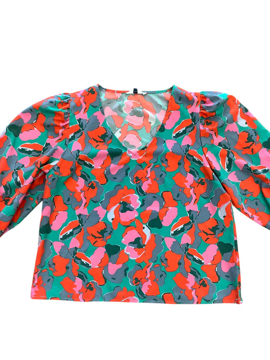 Top Long Sleeve By Cmc In Teal, Size: L