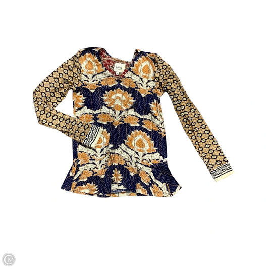 Blouse Long Sleeve By Cmb In Blue & Gold, Size: S