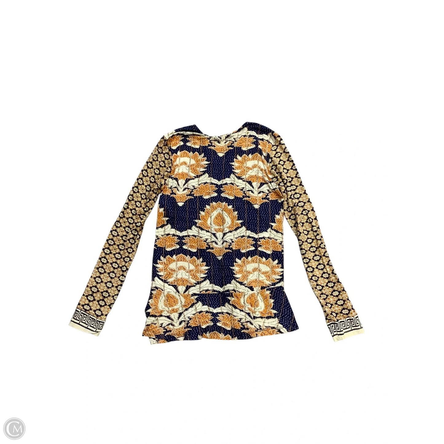 Blouse Long Sleeve By Cmb In Blue & Gold, Size: S
