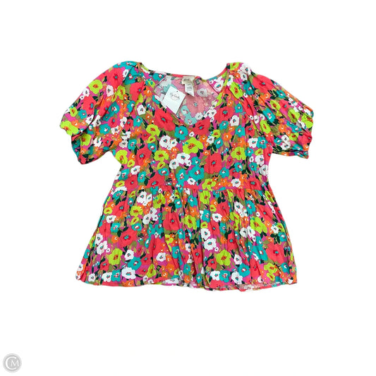 Blouse Short Sleeve By Bibi In Multi-colored, Size: M