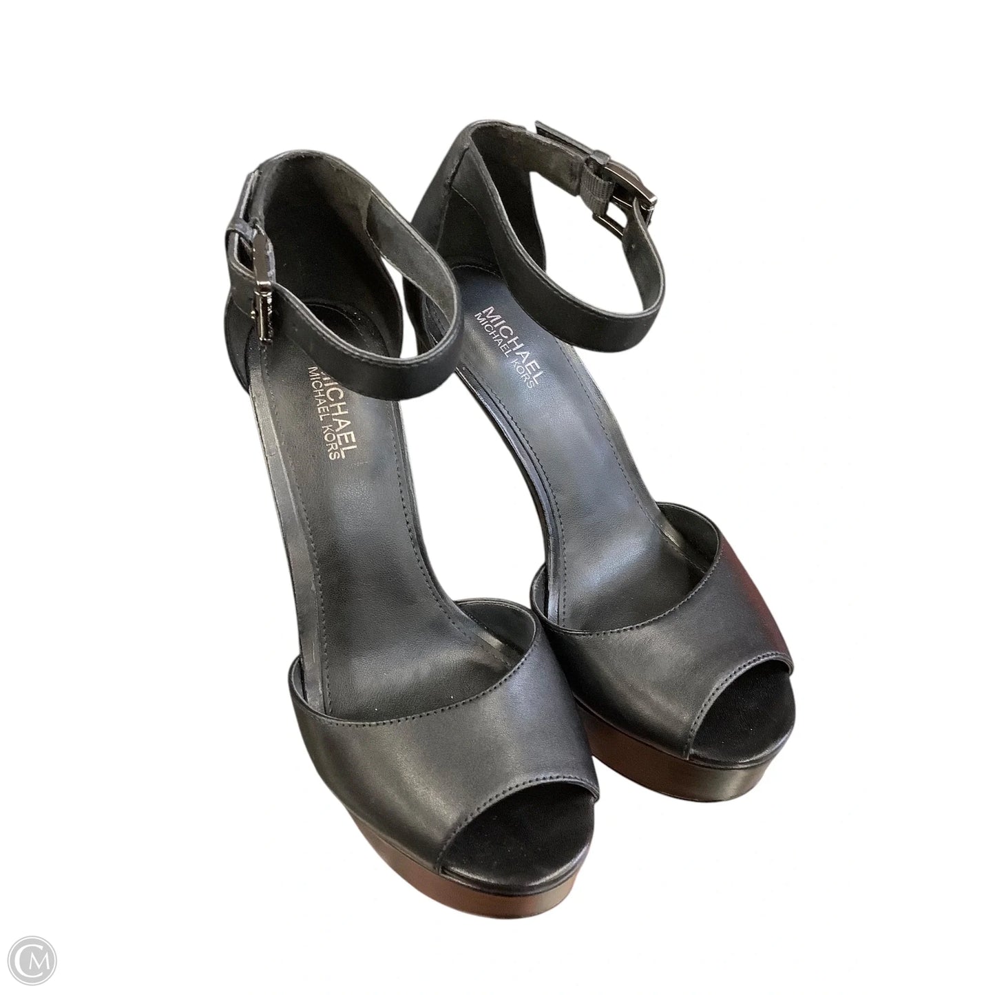 Sandals Heels Platform By Michael By Michael Kors In Black & Silver, Size: 5
