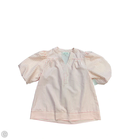 Blouse Short Sleeve By She + Sky In Pink & White, Size: L