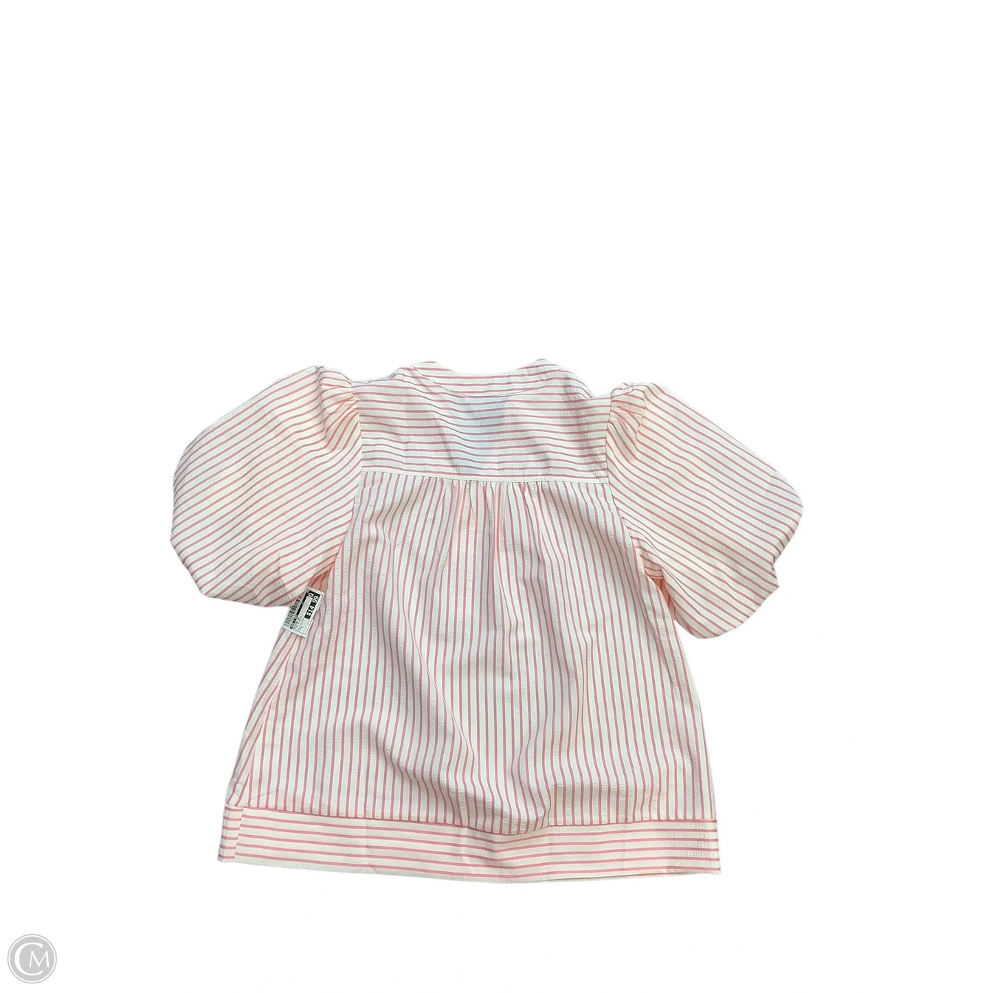 Blouse Short Sleeve By She + Sky In Pink & White, Size: L