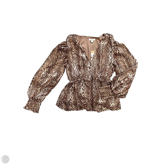 Blouse Long Sleeve By Blu Pepper In Brown, Size: S