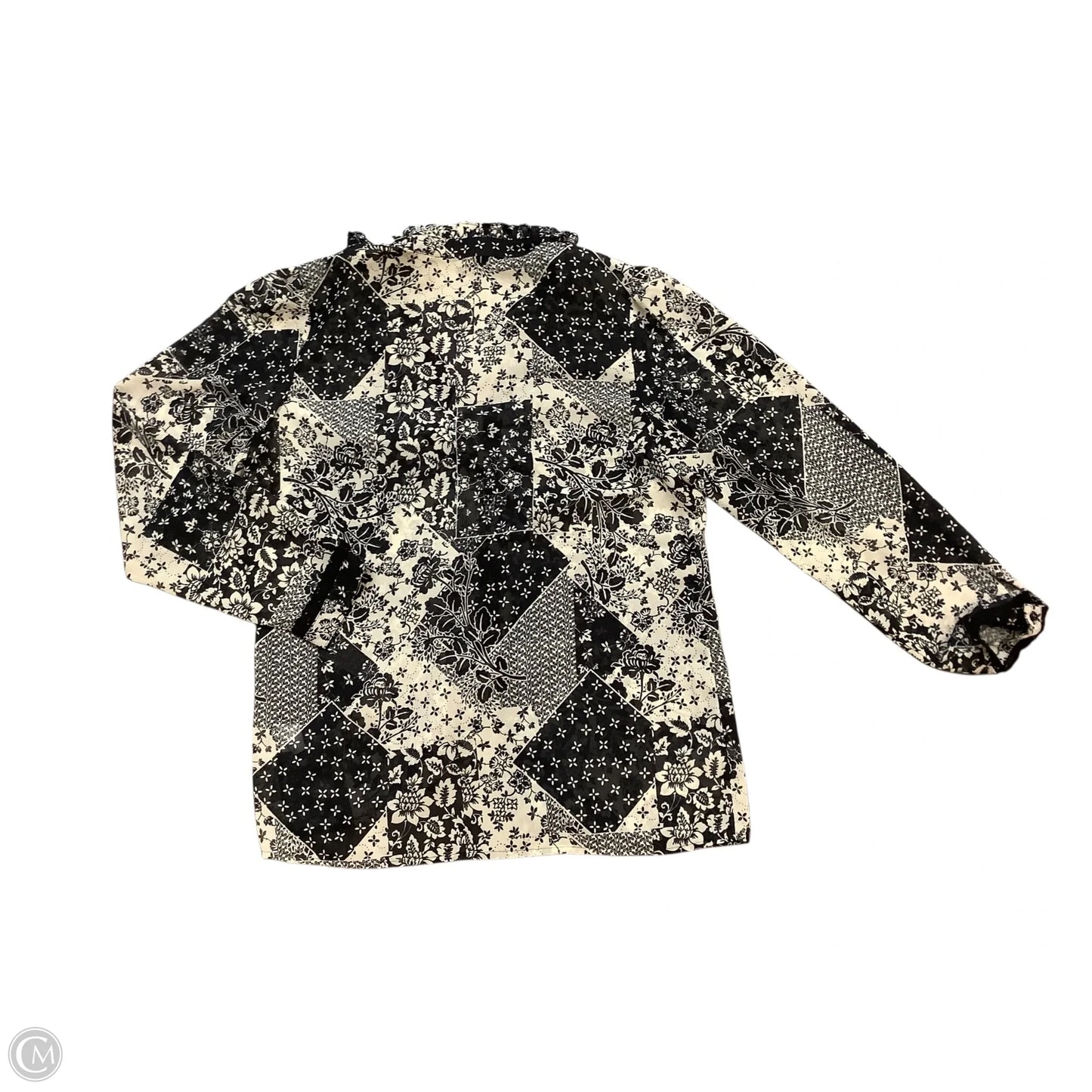 Blouse Long Sleeve By Double D Ranch In Black & Cream, Size: L