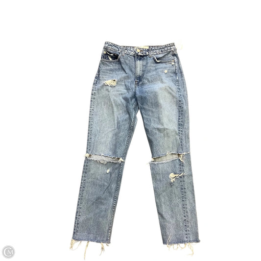 Jeans Straight By Reformation In Blue Denim, Size: 4