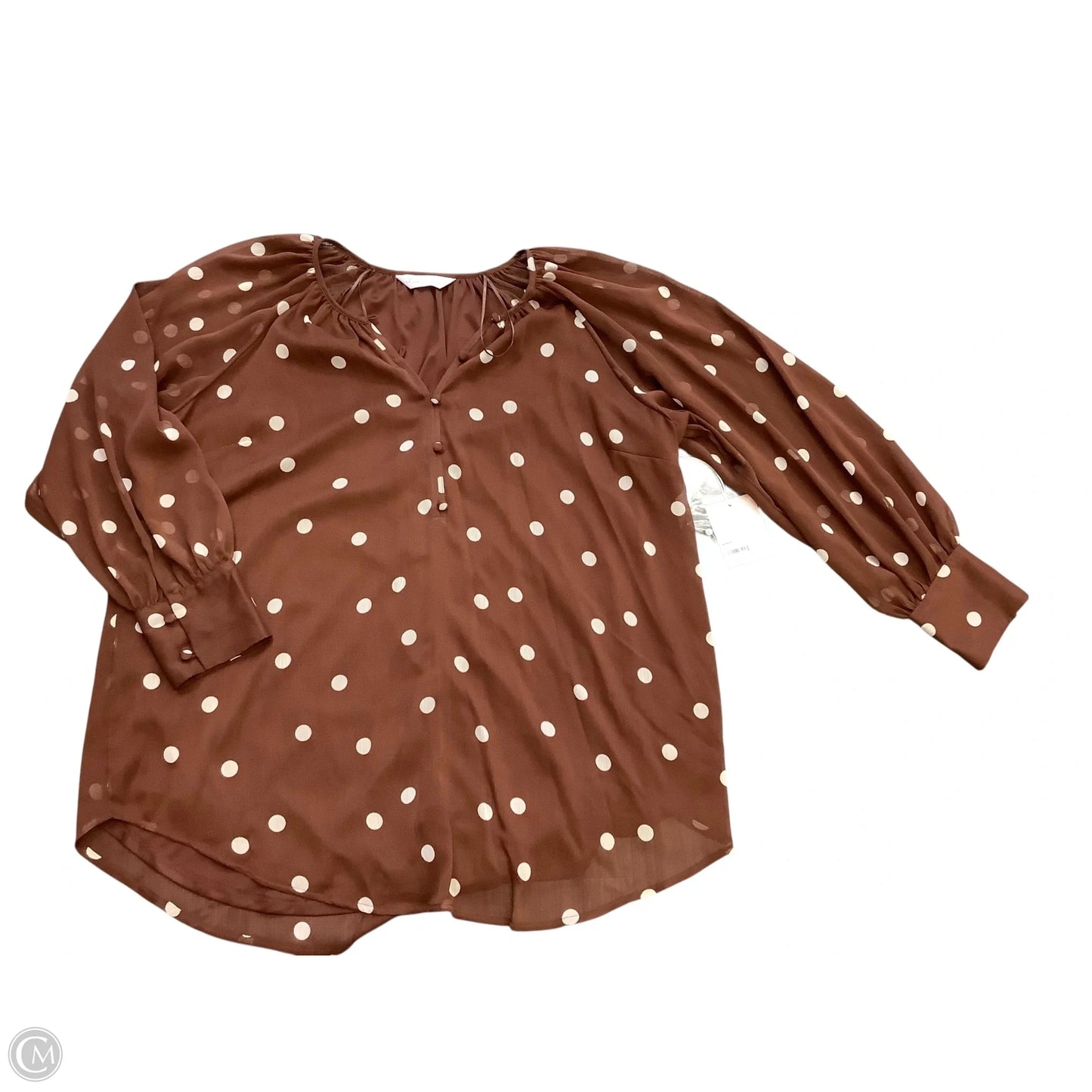 Blouse Long Sleeve By Lc Lauren Conrad In Brown, Size: L