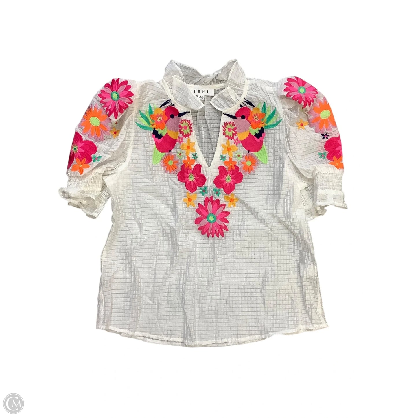 Blouse Short Sleeve By Thml In White, Size: Xs