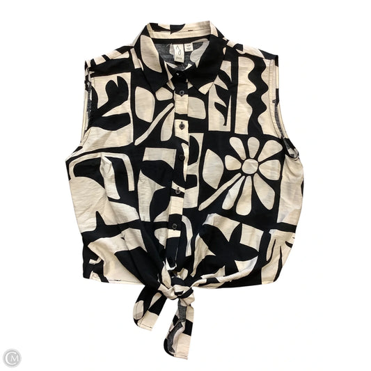 Blouse Sleeveless By Joie In Black & Cream, Size: S