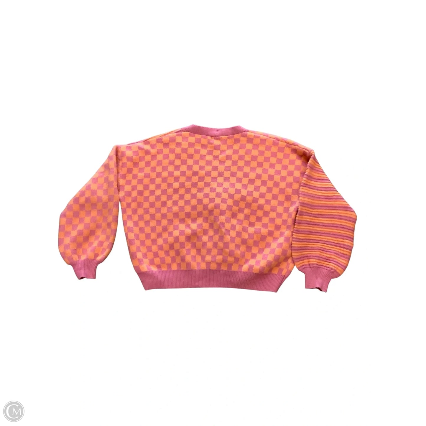 Sweater Cardigan By Dreamers In Orange & Pink, Size: M