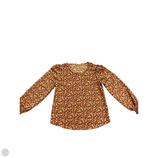 Blouse Long Sleeve By Les Amis In Brown, Size: S