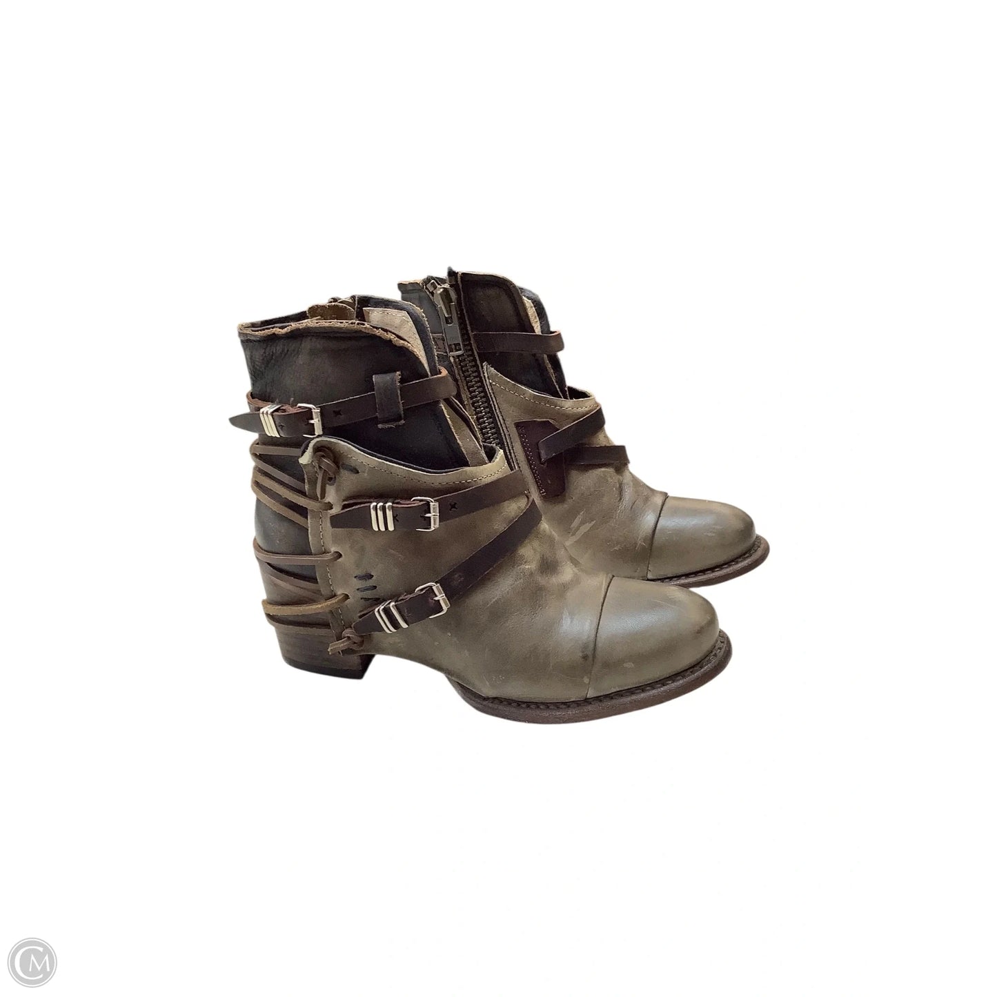 Boots Ankle Heels By Freebird In Taupe, Size: 8