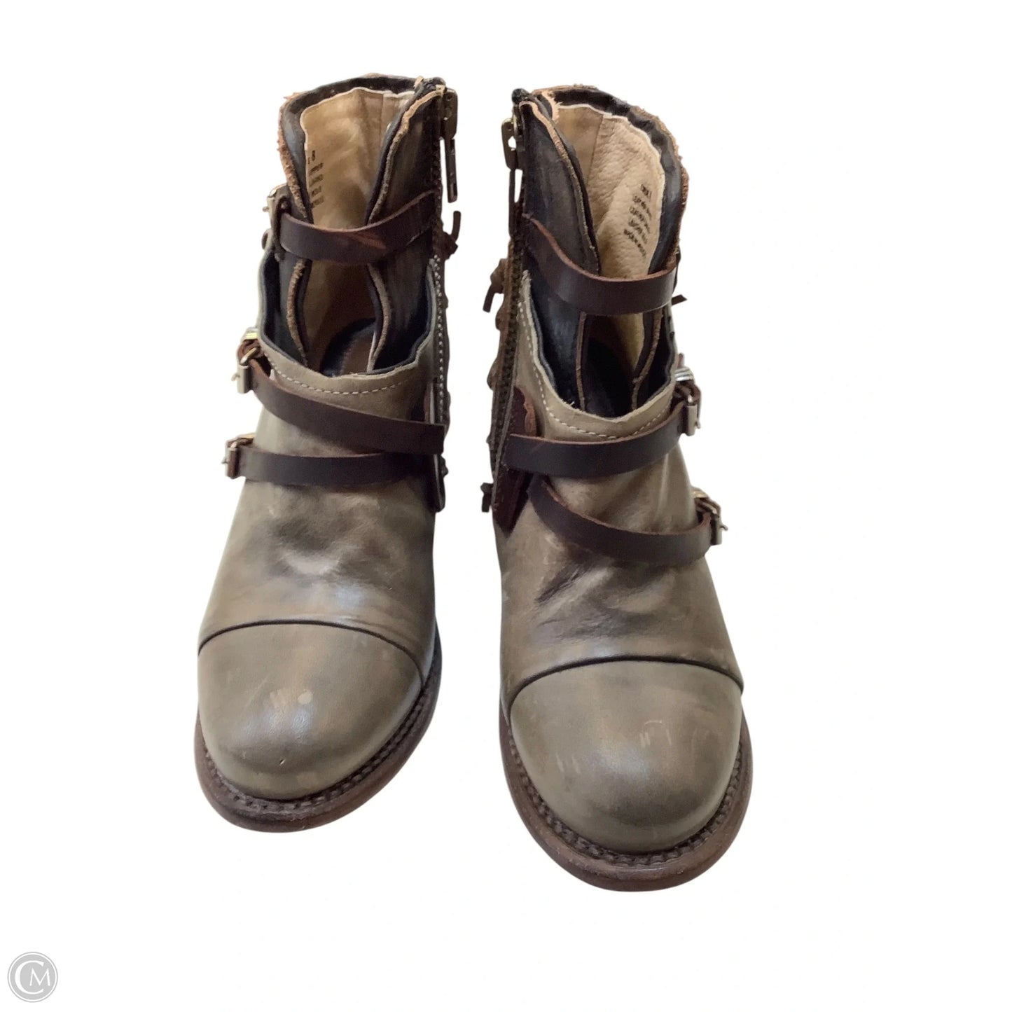 Boots Ankle Heels By Freebird In Taupe, Size: 8