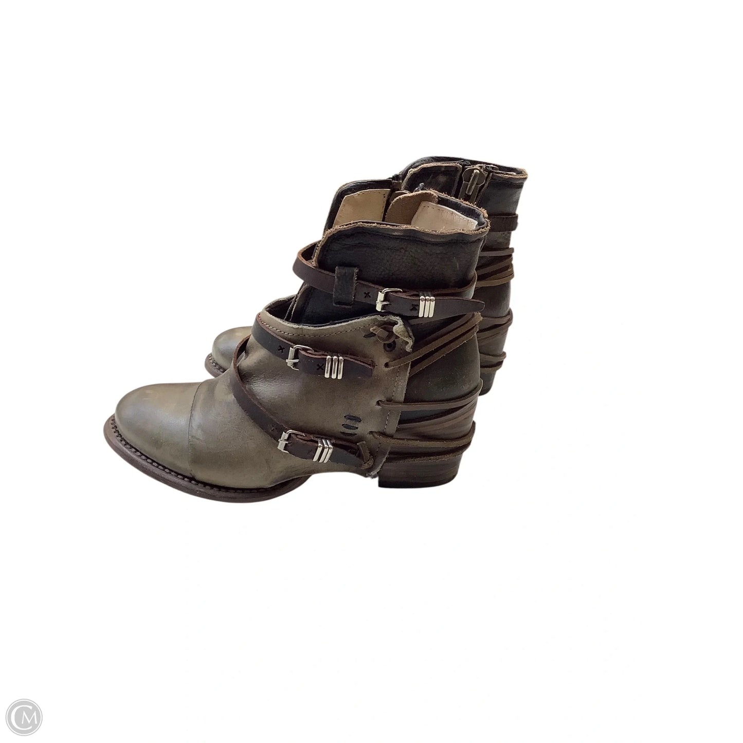 Boots Ankle Heels By Freebird In Taupe, Size: 8