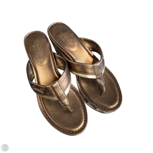 Sandals Designer By Coach In Bronze, Size: 8.5