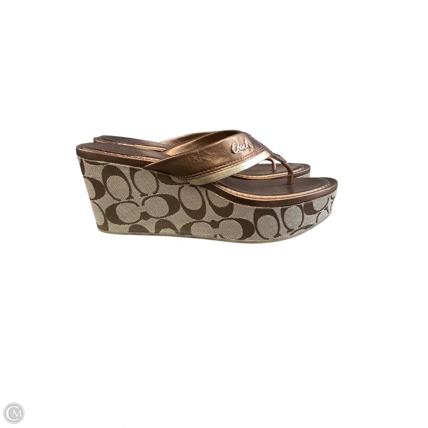 Sandals Designer By Coach In Bronze, Size: 8.5