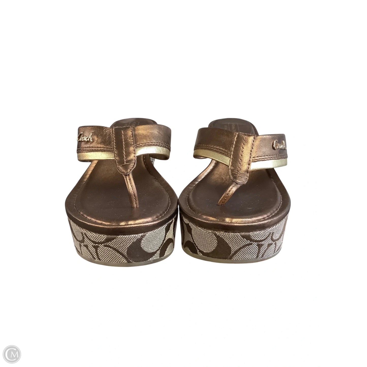 Sandals Designer By Coach In Bronze, Size: 8.5