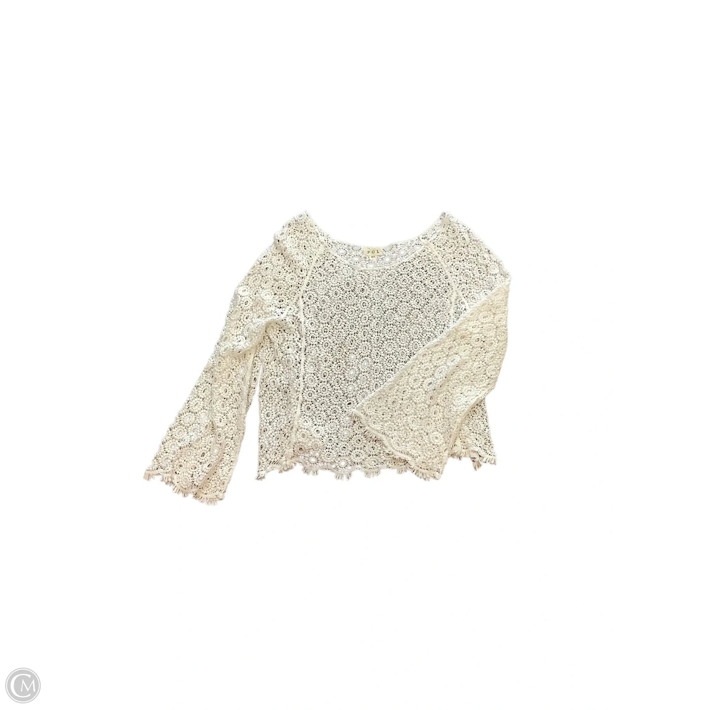 Top Long Sleeve By Pol In White, Size: M/L