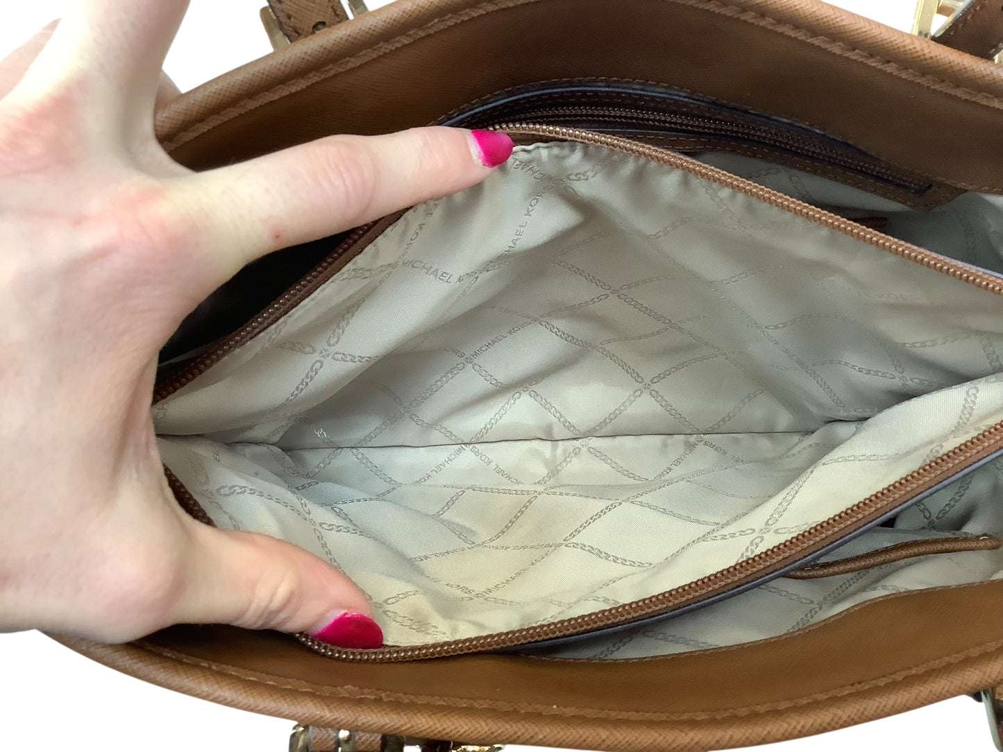 Handbag Designer By Michael Kors In Brown, Size:Medium