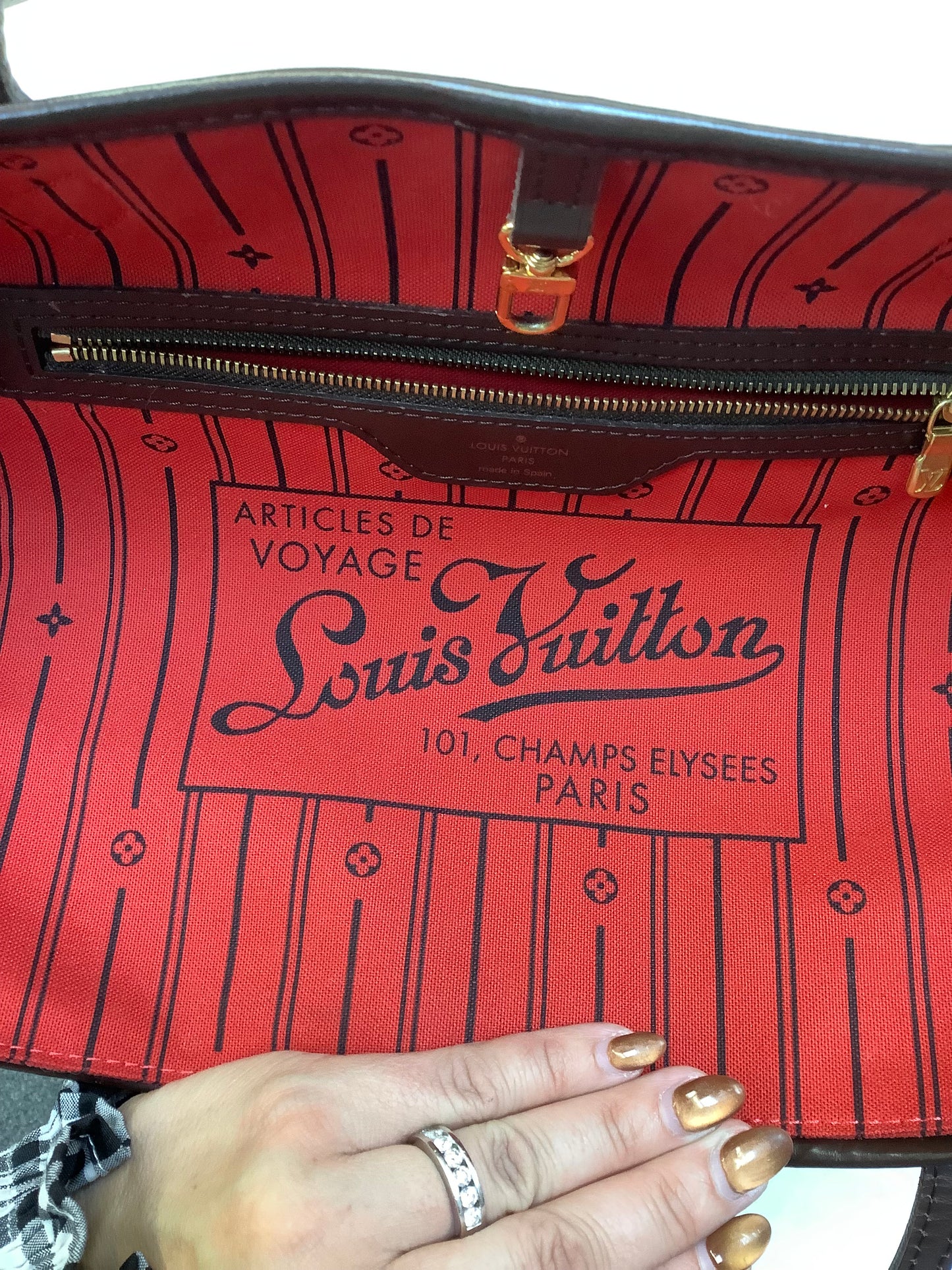 Handbag Luxury Designer By Louis Vuitton In Brown, Size:Large