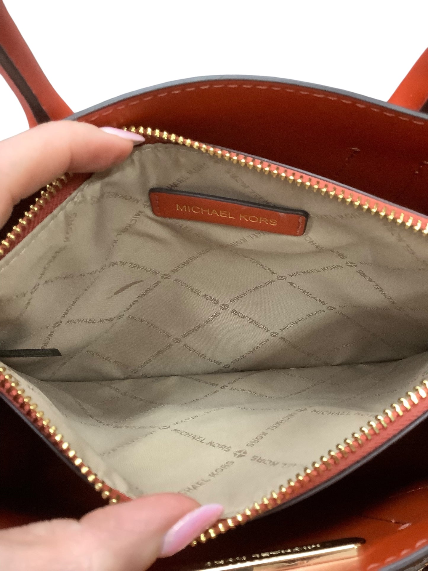 Handbag Designer By Michael Kors In Orange, Size:Medium