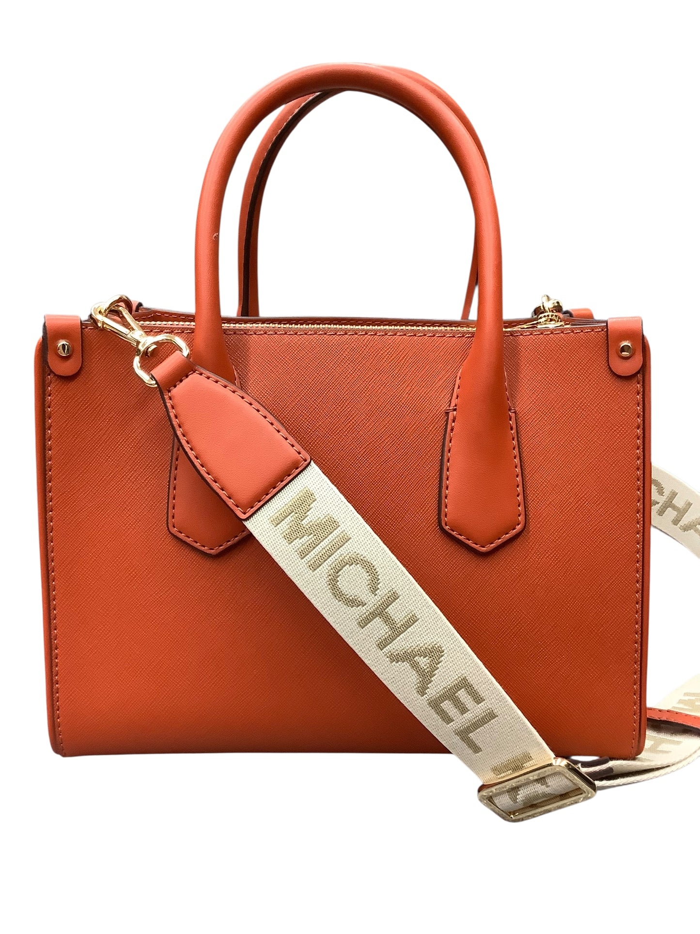 Handbag Designer By Michael Kors In Orange, Size:Medium